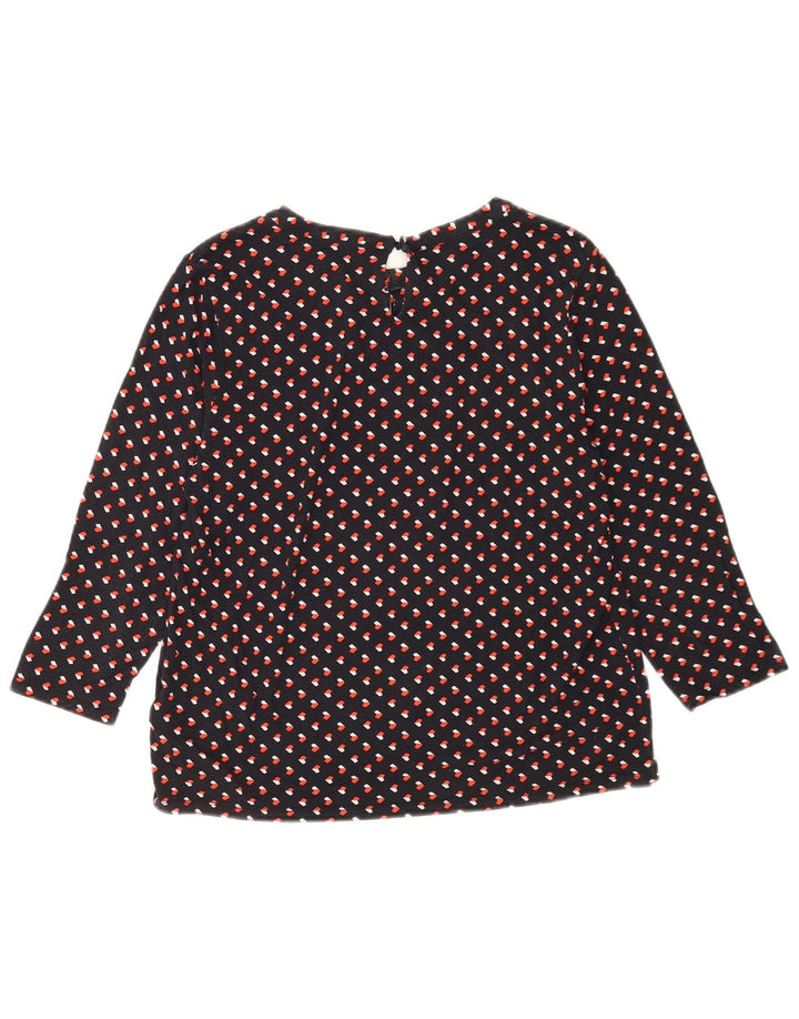 Hobbs Dame 3/4 ærmet bluse Top UK 14 Medium Sort Geometrisk Viscose