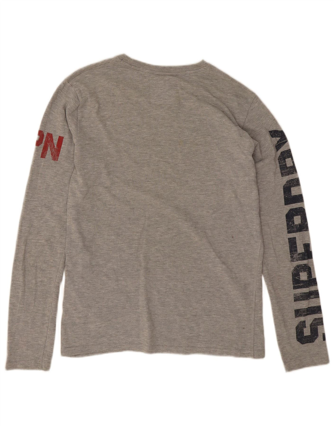 Superdry Herre grafisk top Langærmet mellemgrå flækket bomuld