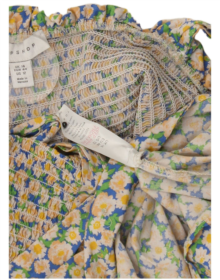 TOPSHOP Womens Crop Top UK 16 Large  Multicoloured Floral Cotton
