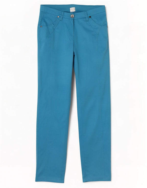Vintage Womens Slim Casual Trousers W28 L30 Blue Polyester