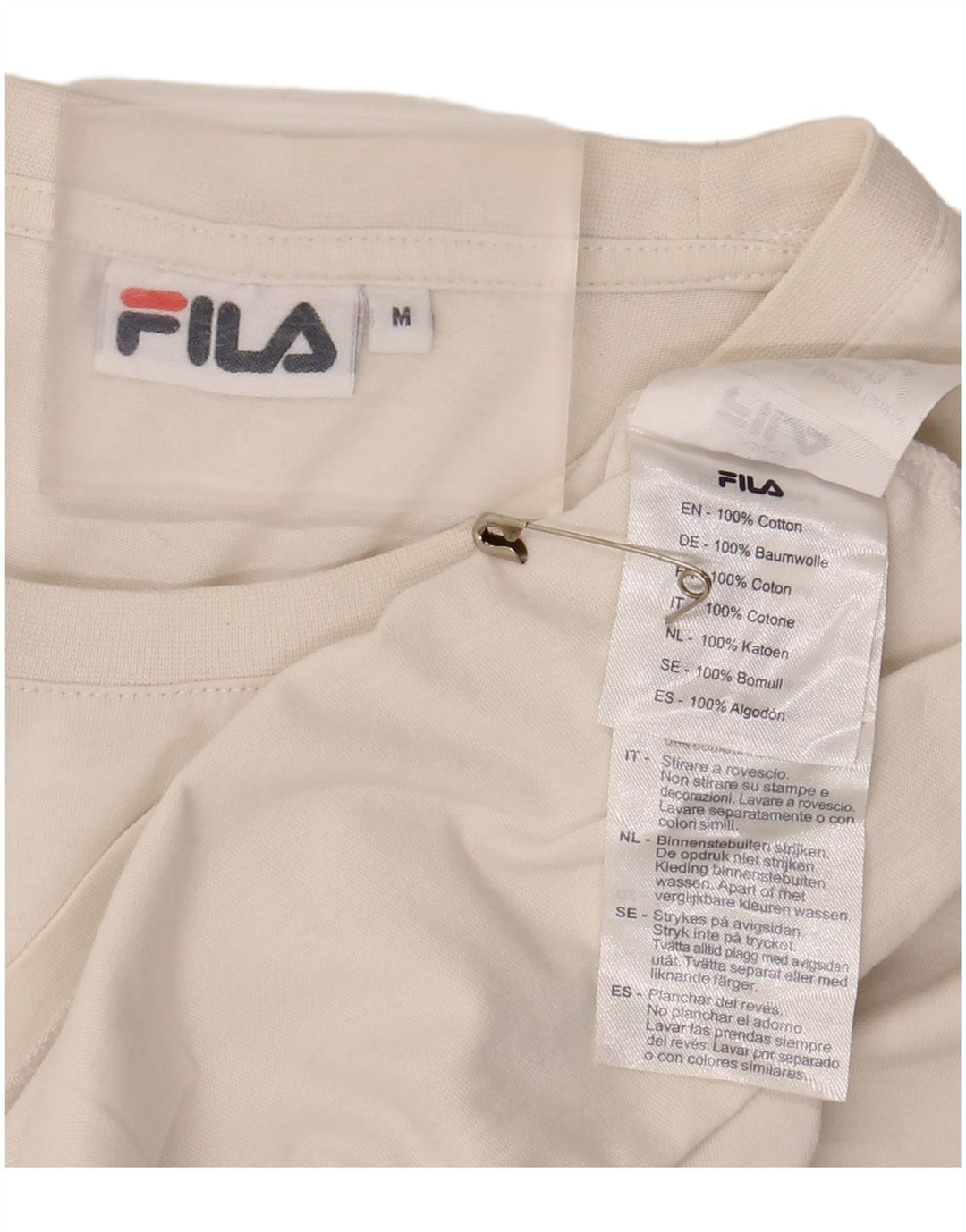 Fila Herre Grafisk T-Shirt Top Medium Hvid Bomuld