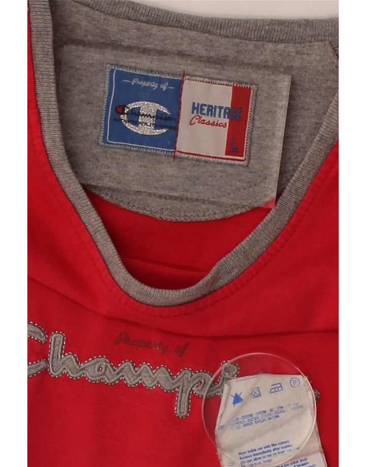 CHAMPION Womens Heritage Classics Graphic T-Shirt Top UK 14 Large Red Vintage Champion and Second-Hand Champion from Messina Hembry 