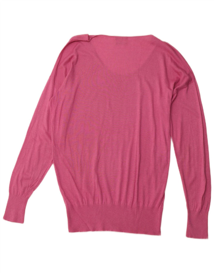 MASSIMO DUTTI Dame Boat Neck Jumper Sweater UK 14 Medium Pink Silke