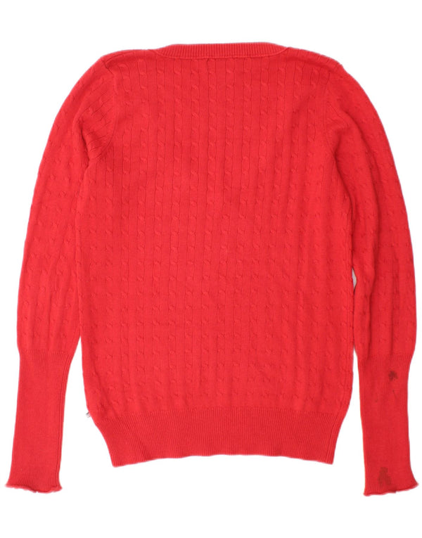 Polo Ralph Lauren Dame V-hals sweater UK 14 Stor Bourgogne bomuld