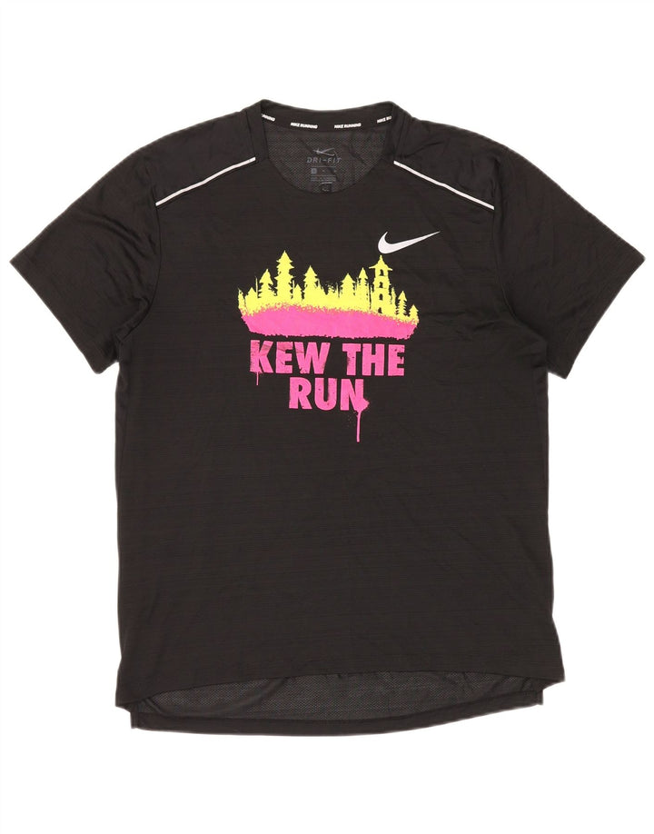 NIKE Dri Fit grafisk T-shirt top mellem sort polyester
