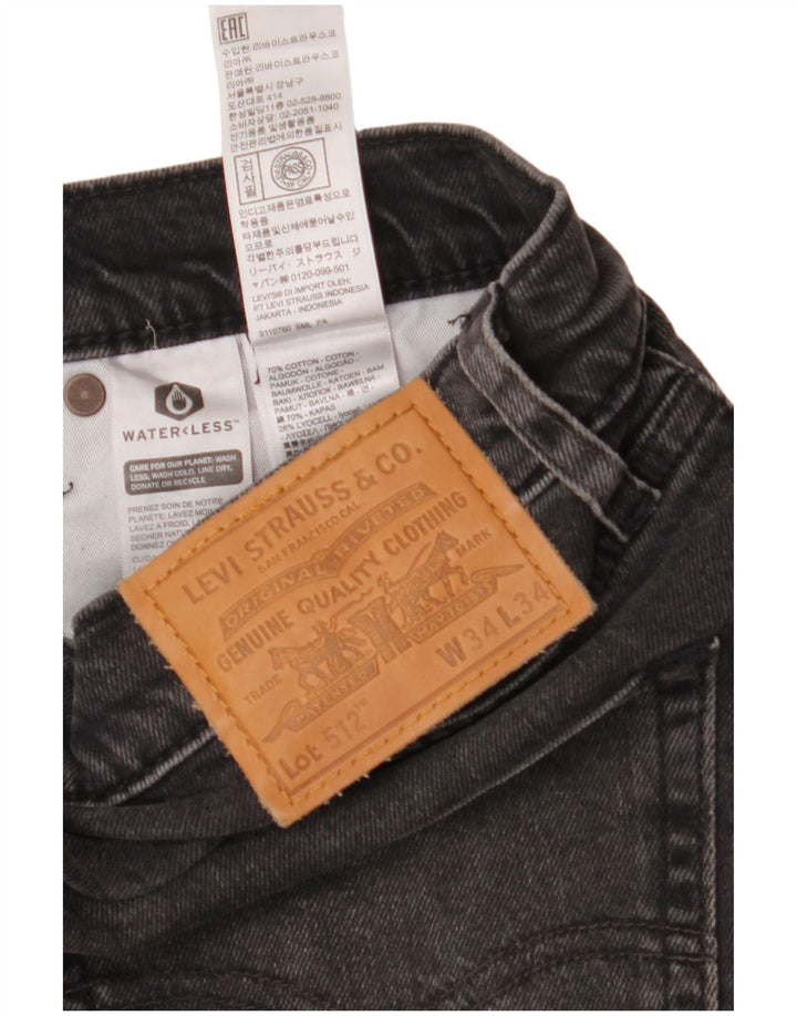 Levi's Herre 512 Distressed Slim Tapered Jeans W34 L34 Grå Bomuld