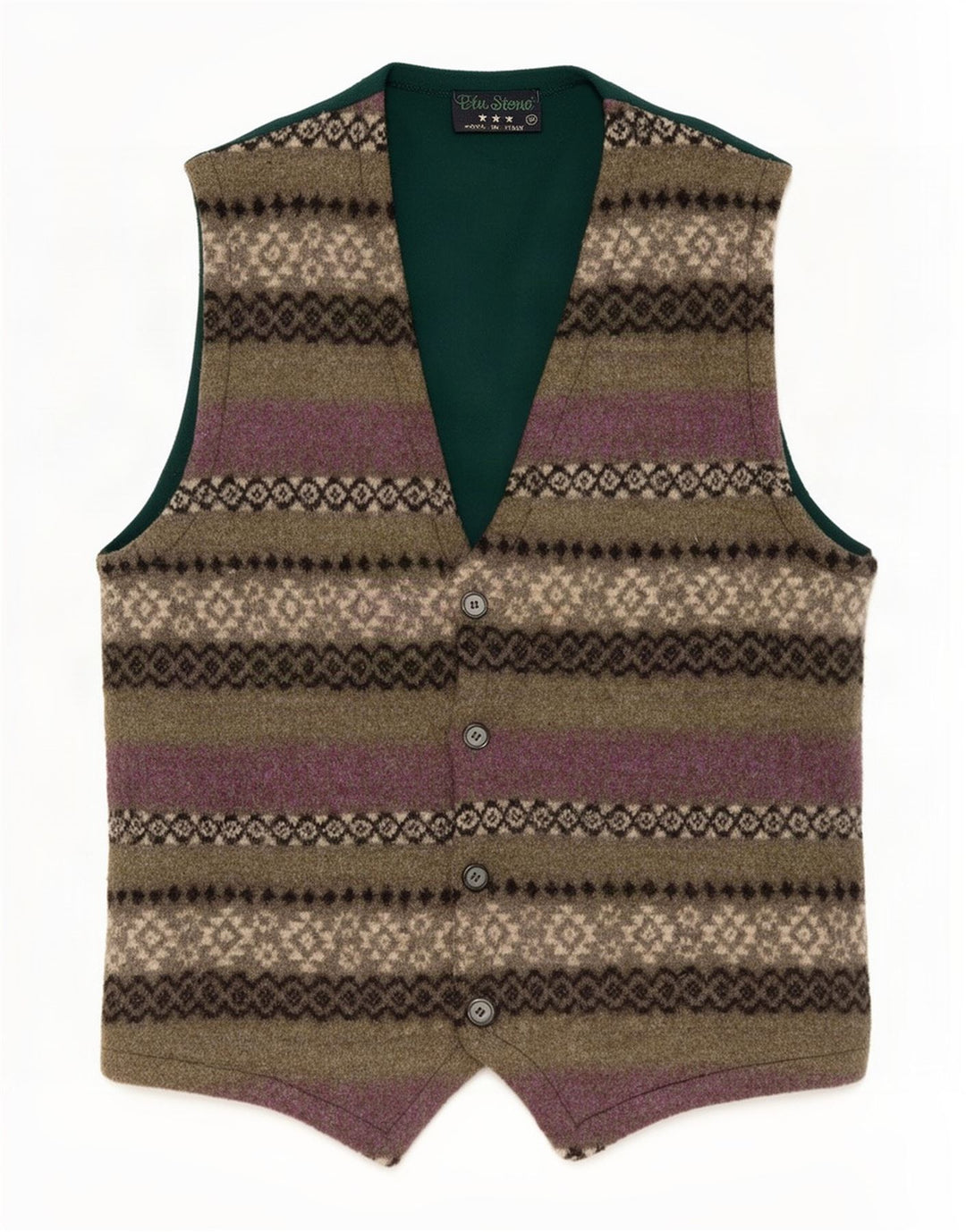 Vintage vest til mænd Medium Green Fair Isle