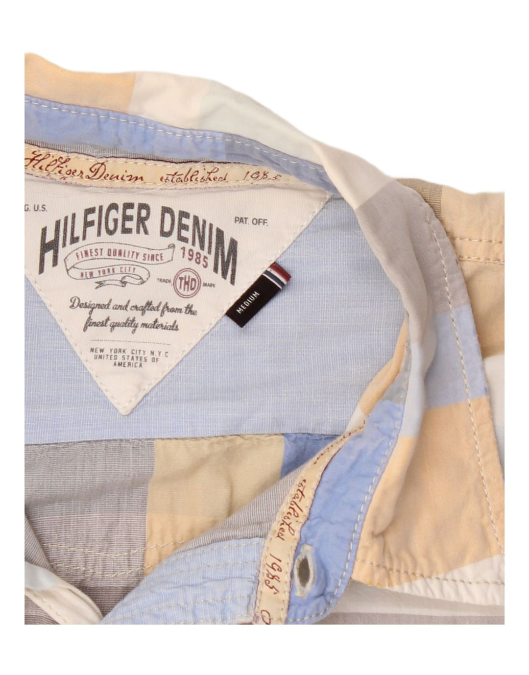 TOMMY HILFIGER Mens Short Sleeve Shirt Medium Multicoloured Check Cotton Vintage Tommy Hilfiger and Second-Hand Tommy Hilfiger from Messina Hembry 