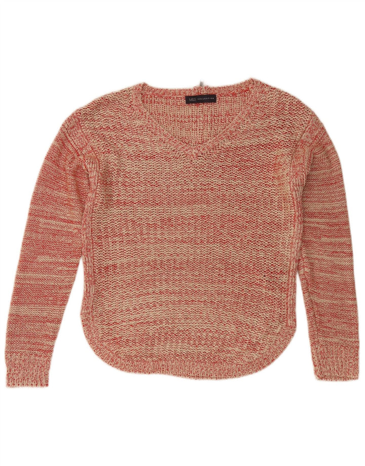 Marks & Spencer Dame V-hals sweater UK 10 Small Red Flecked
