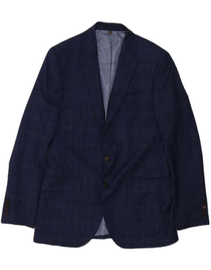 MARKS & SPENCER Herre 2-knaps blazerjakke UK 40 Medium Navy Blue Check
