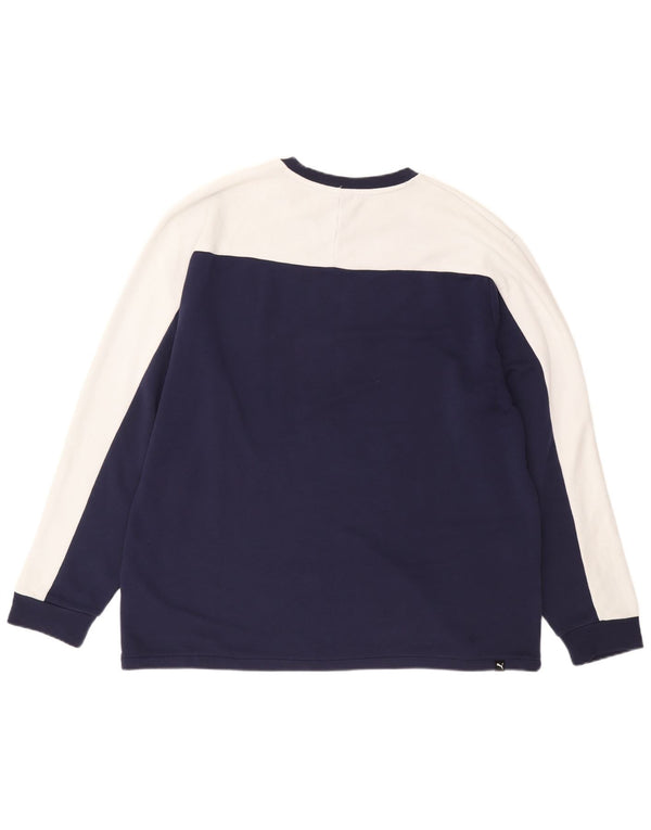 Puma Herre Grafisk Top Langærmet XL Marineblå Colourblock Bomuld