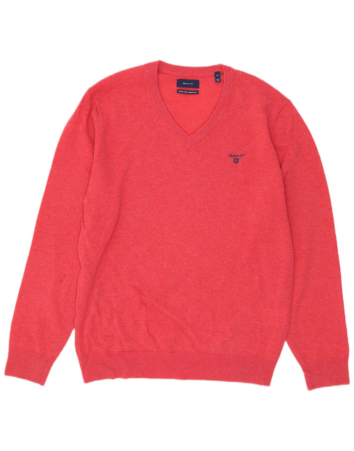 Gant Herre V-hals sweater Medium Pink lammeuld