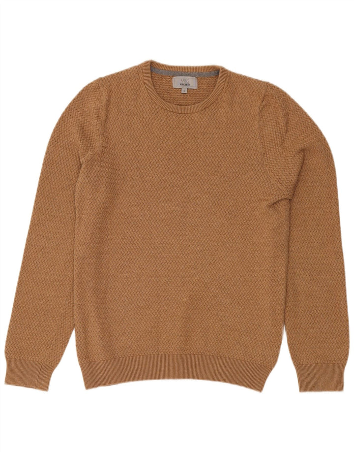 MARKS & SPENCER Herre Regular Fit Jumper Sweater med rund hals, lille beige