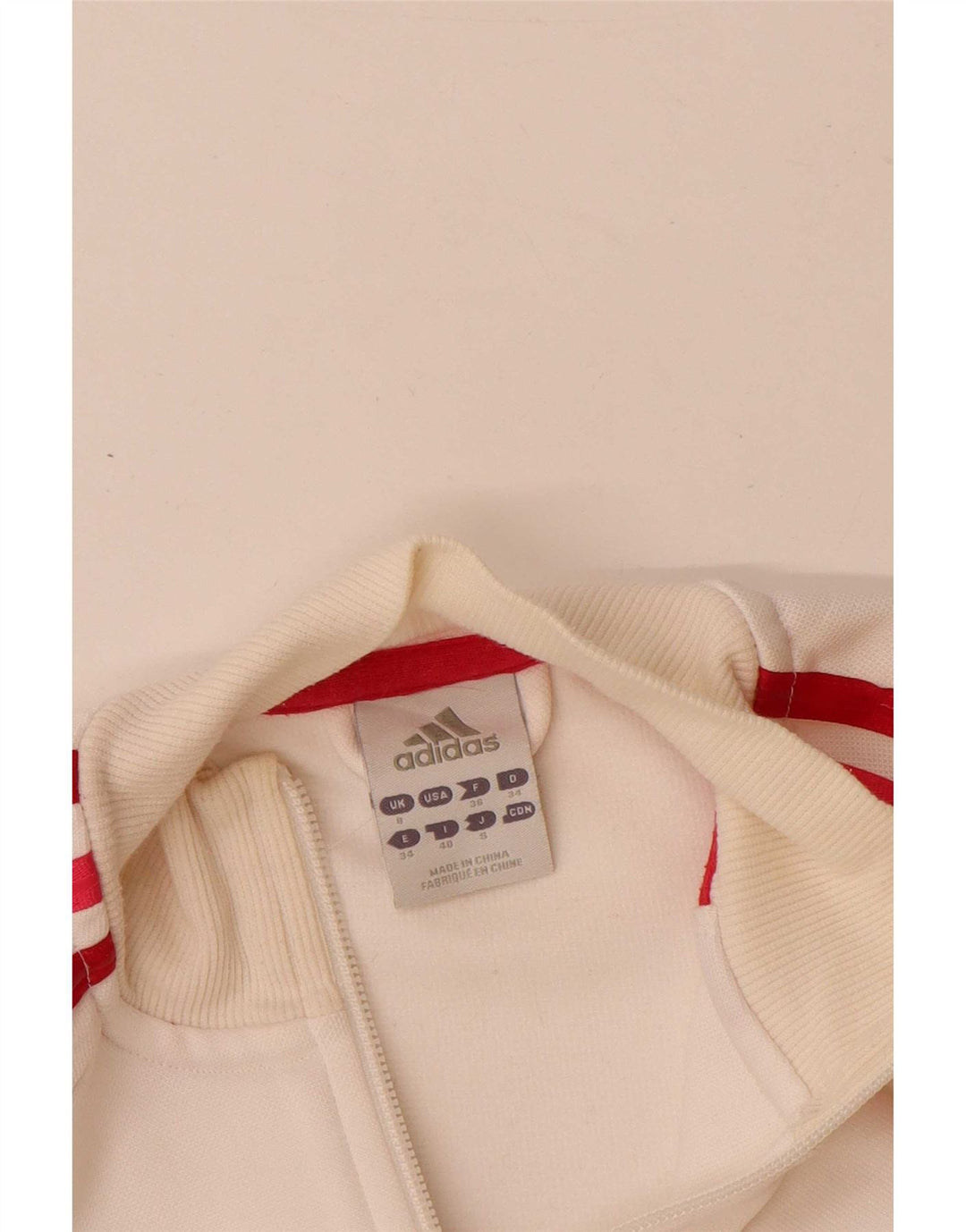 Adidas Graphic Tracksuit Top Jacket UK 8 Small Off White Polyester