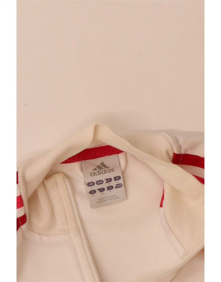 Adidas Graphic Tracksuit Top Jacket UK 8 Small Off White Polyester