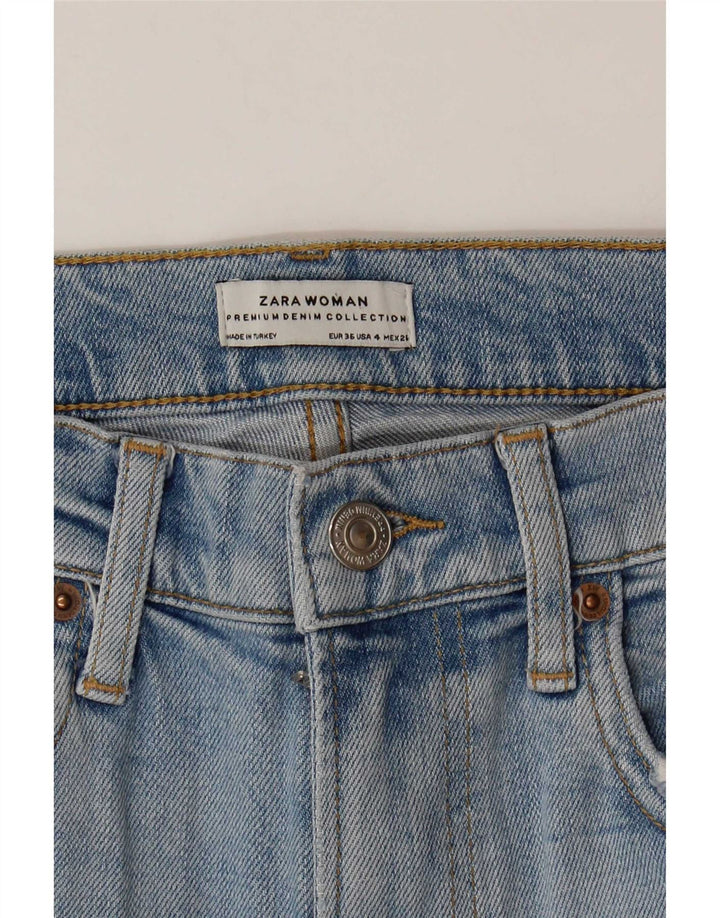 Zara Womens Distressed Denim Shorts EU 36 XS W26 Blå