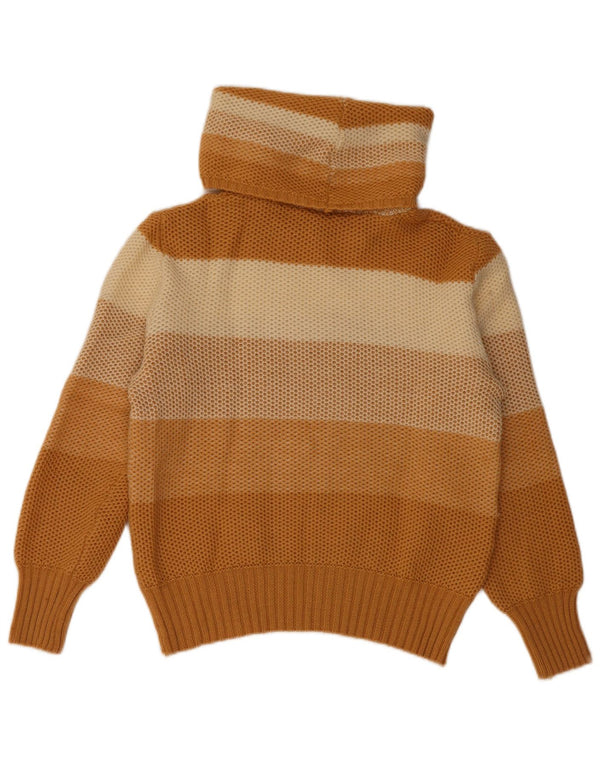 VINTAGE Dame Rullehalstrøje IT 44 Medium Beige Stribet