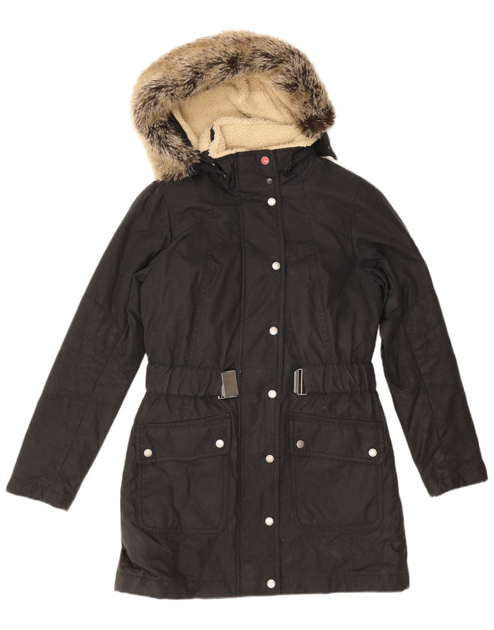 Barbour Dame Hætte Oversized Polstret Frakke UK 10 Small Black