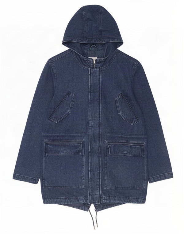 LC Waikiki Herre Standard Hooded Denim Parka Jacket UK 40 Large Blue Cotton