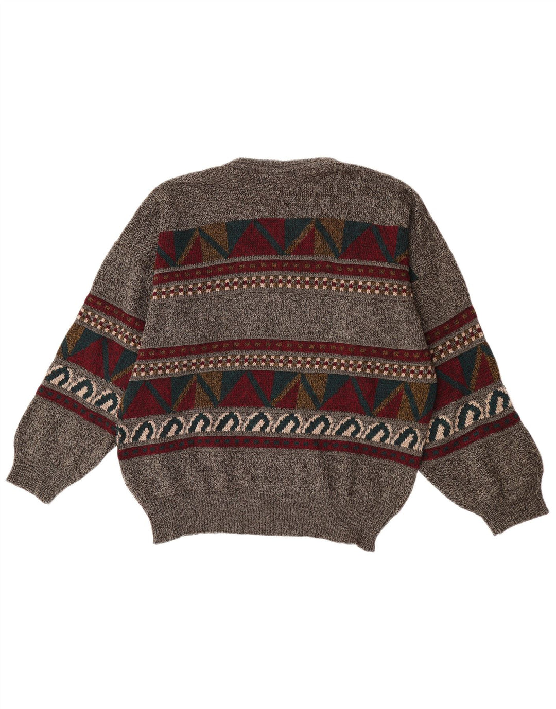 Vintage herre sweater med rund hals XL Grå Geometrisk