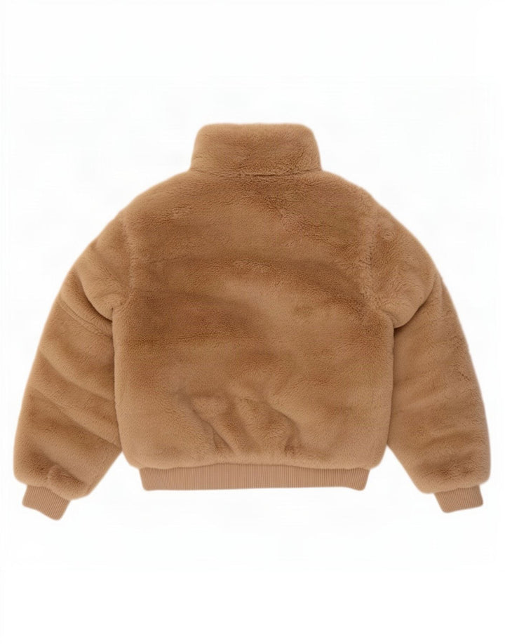 Zara Girls Teddy Bear Bomber Jacket 9-10 År Beige Polyester