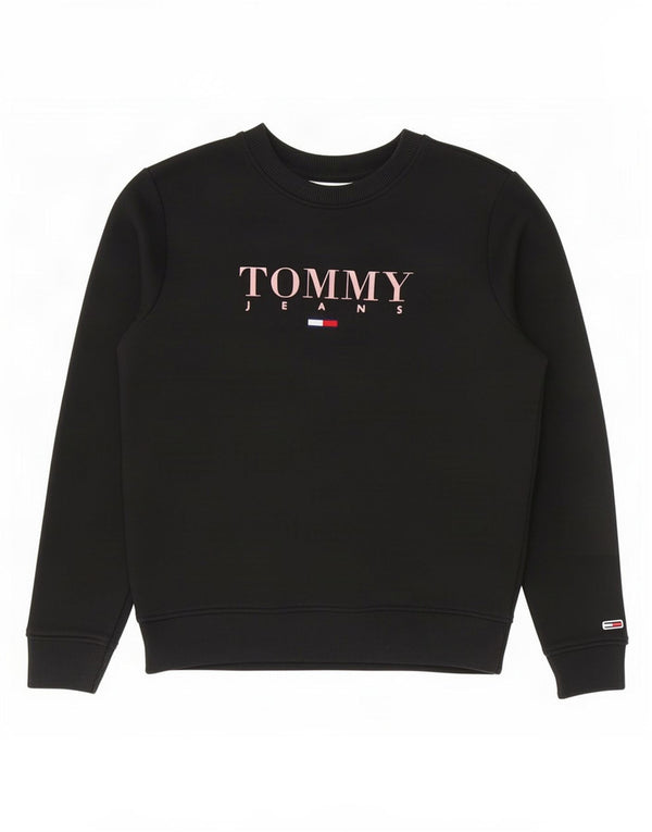 Tommy Hilfiger Dame Grafisk Oversized Sweatshirt Jumper UK 10 Lille Sort