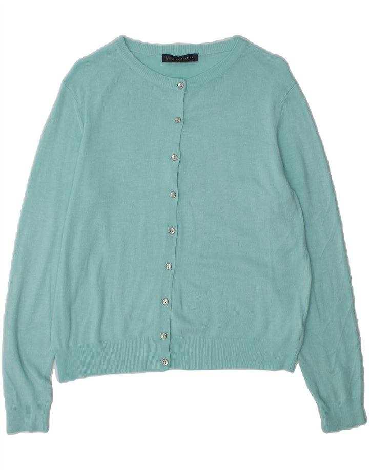 MARKS & SPENCER Womens Cardigan Sweater UK 12 Medium Turquoise Viscose Vintage Marks & Spencer and Second-Hand Marks & Spencer from Messina Hembry 