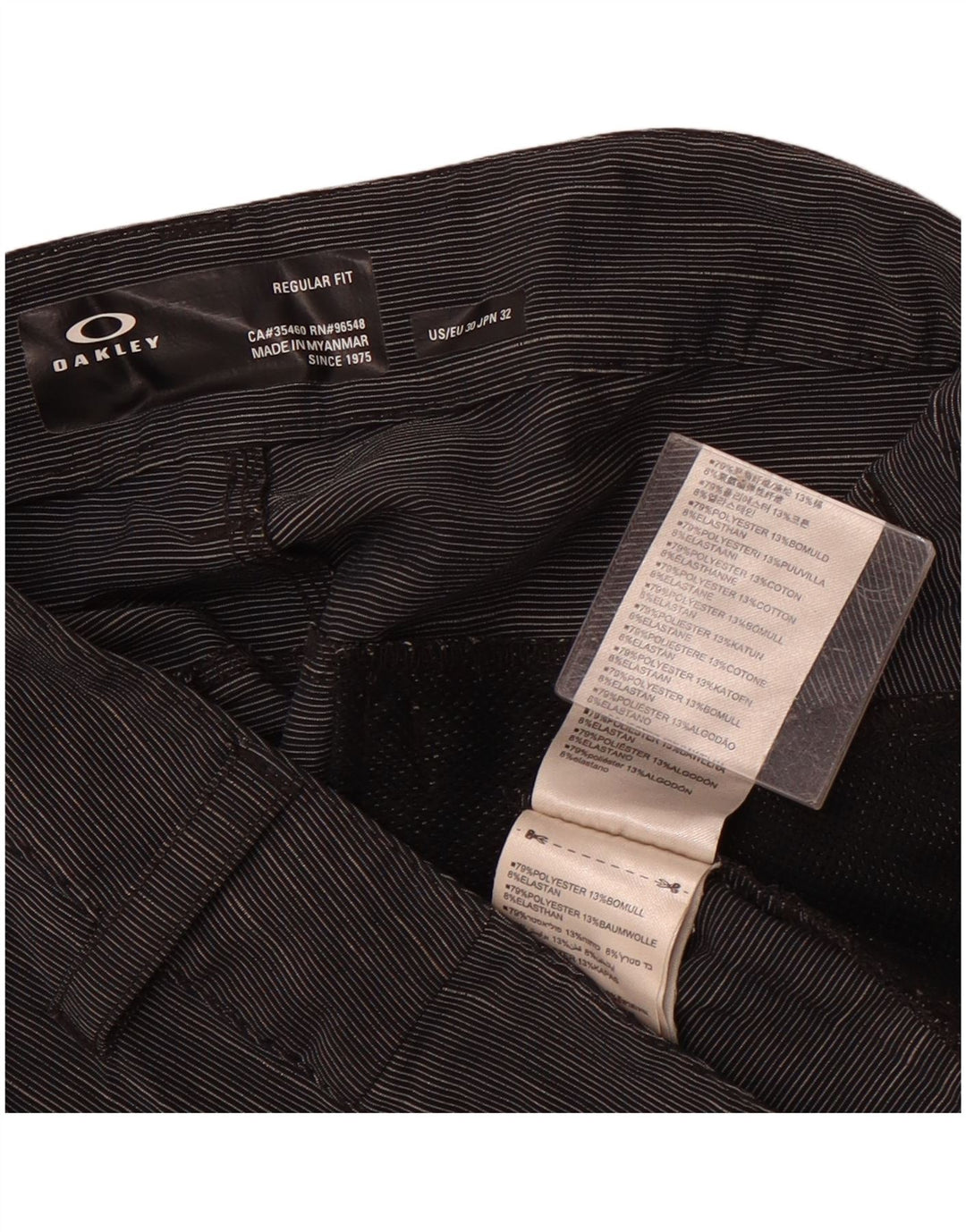 Oakley Herre Regular Fit Chino Shorts W30 Medium Grey Pinstripe Sports