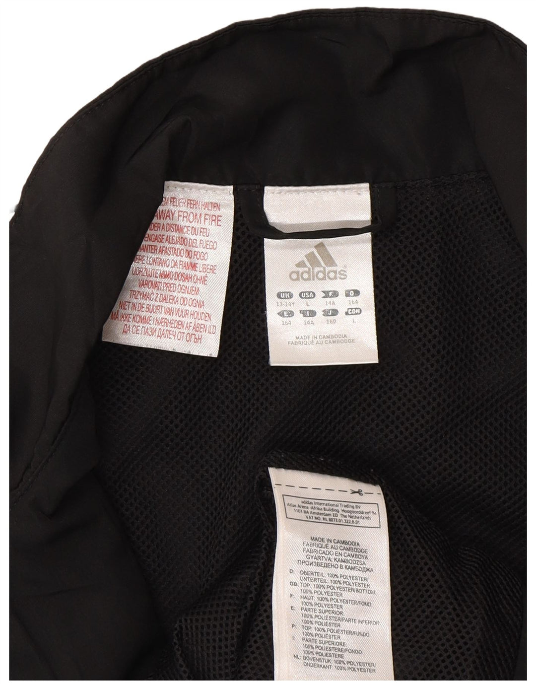 Adidas drenge regnjakke 13-14 år sort polyester