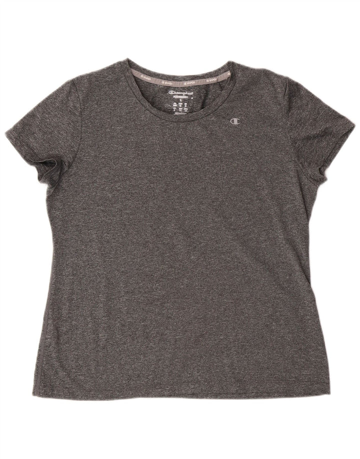 Champion Dame T-Shirt Top UK 16 Stor Grå Polyester