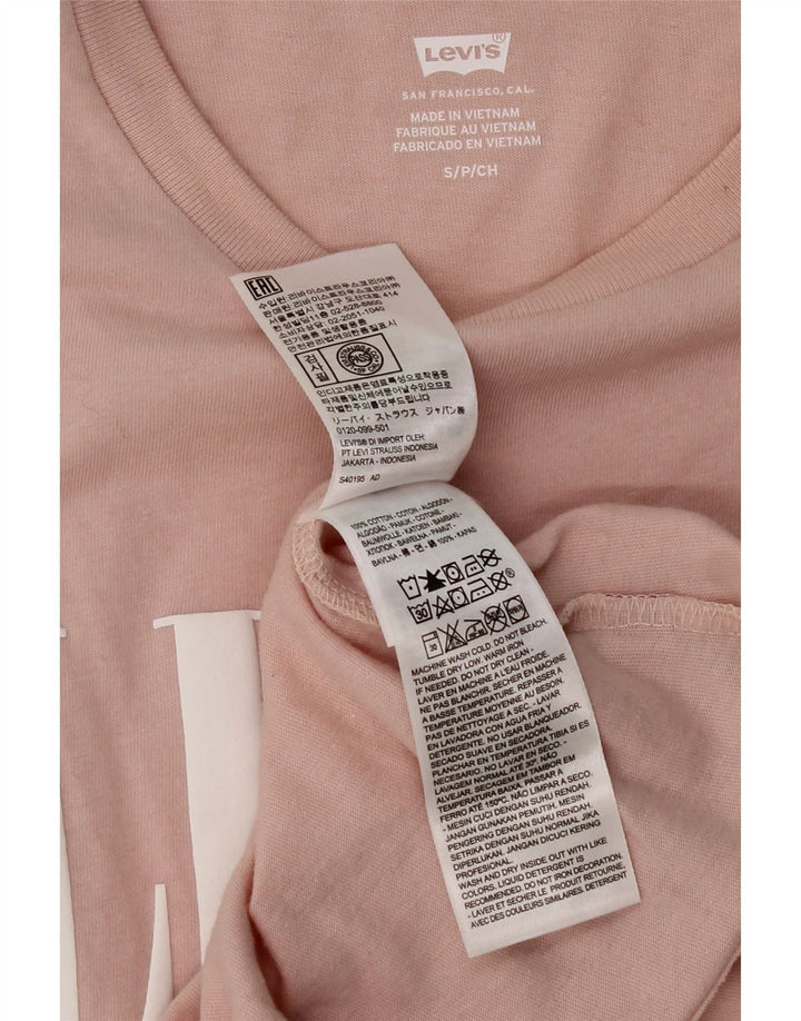 LEVI'S Womens Graphic T-Shirt Top UK 10 Small Pink Cotton Vintage Levi's and Second-Hand Levi's from Messina Hembry 