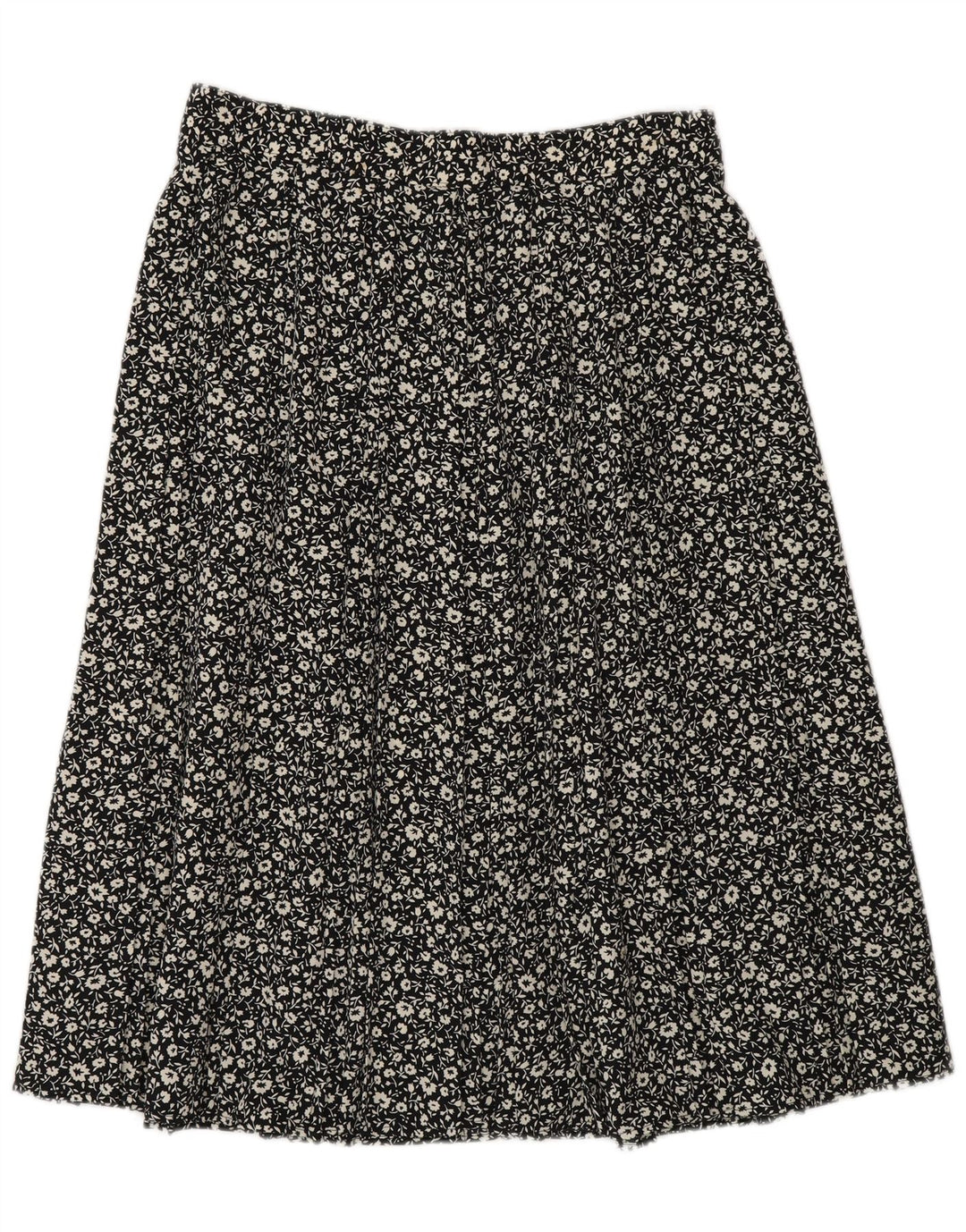 St Michael Dame A-Line nederdel UK 16 Large W30 Black Floral Polyester