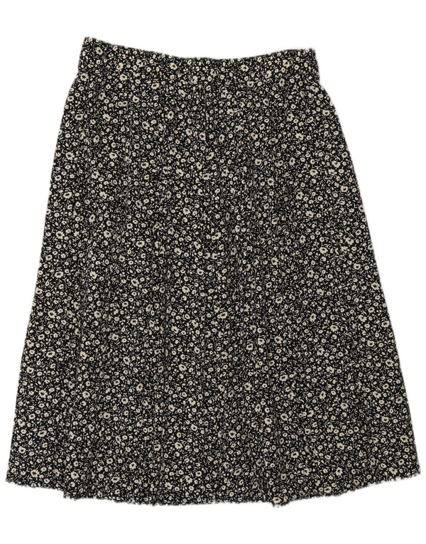 St Michael Dame A-Line nederdel UK 16 Large W30 Black Floral Polyester
