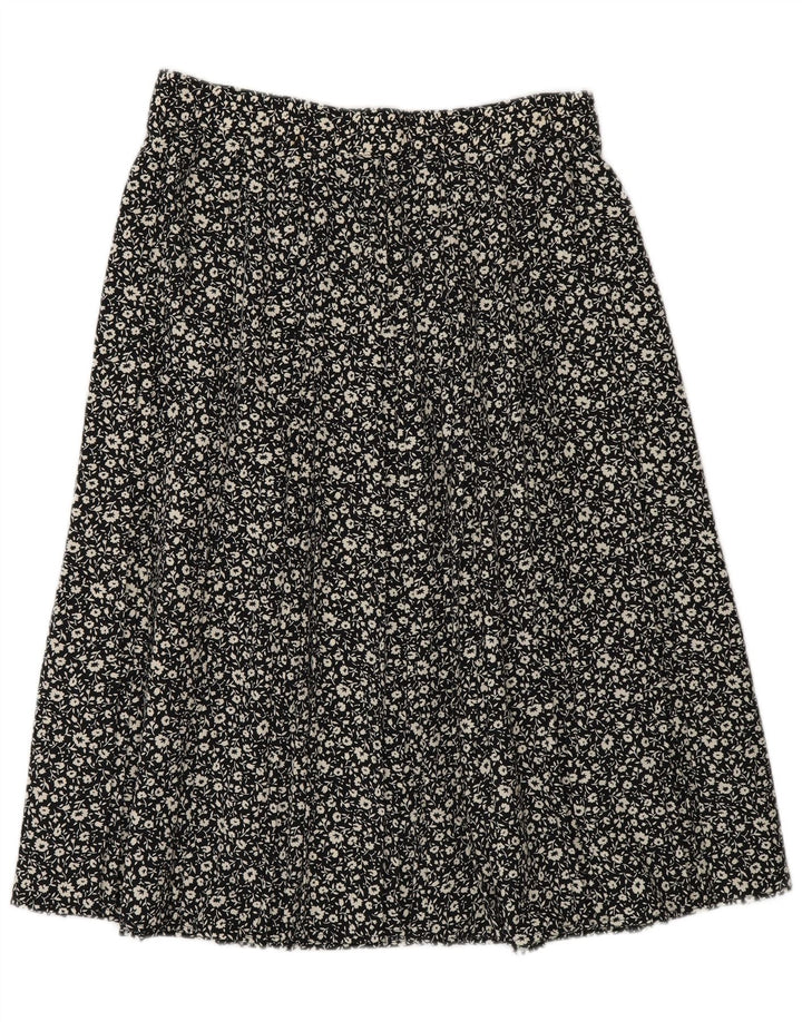 St Michael Dame A-Line nederdel UK 16 Large W30 Black Floral Polyester
