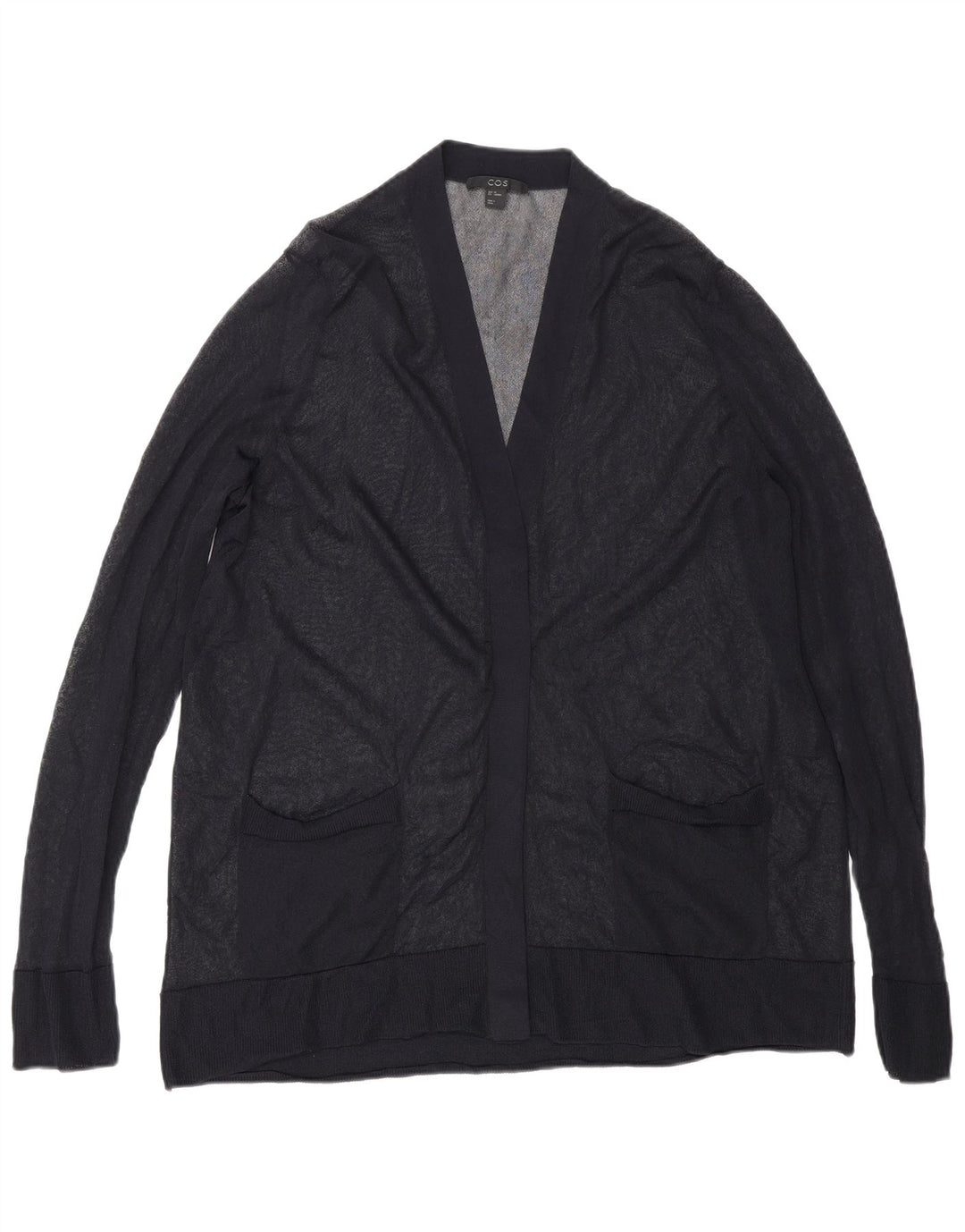 Cos Dame Oversized Se Through Open Cardigan Top UK 6 XS Navy Blue