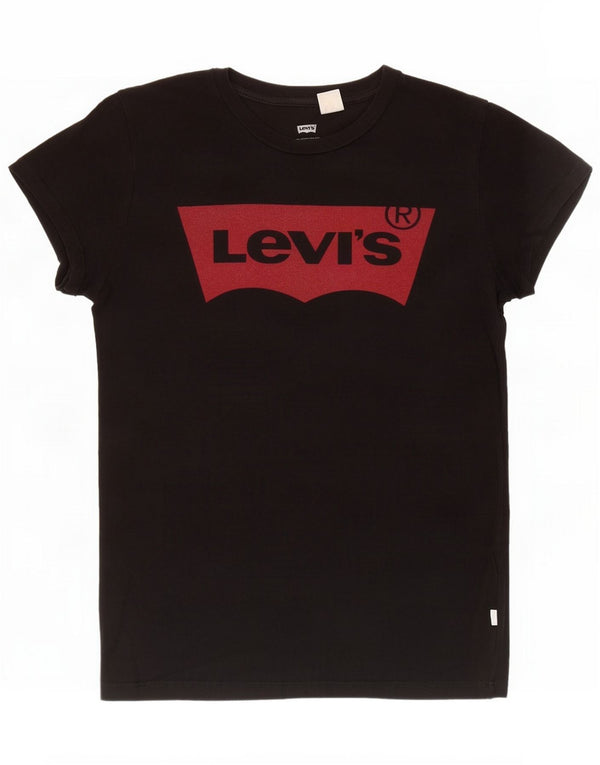 Levi's Grafisk T-shirt top til kvinder UK 12 Medium Sort