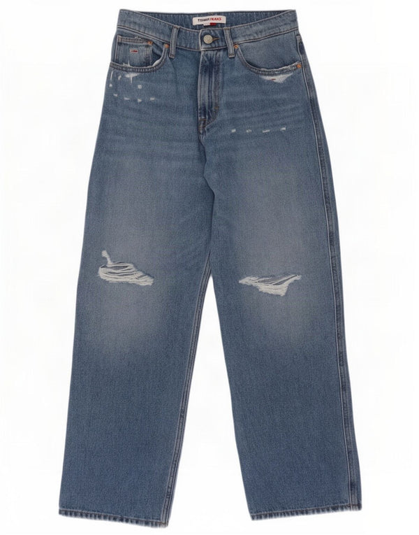 Tommy Hilfiger Womens Betsy Distressed Mid Rise Loose Jeans W26 L26 Blue