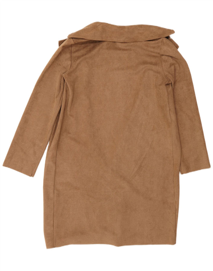 Zara Womens Oversized Open Overcoat UK 10 Small Brown Polyester