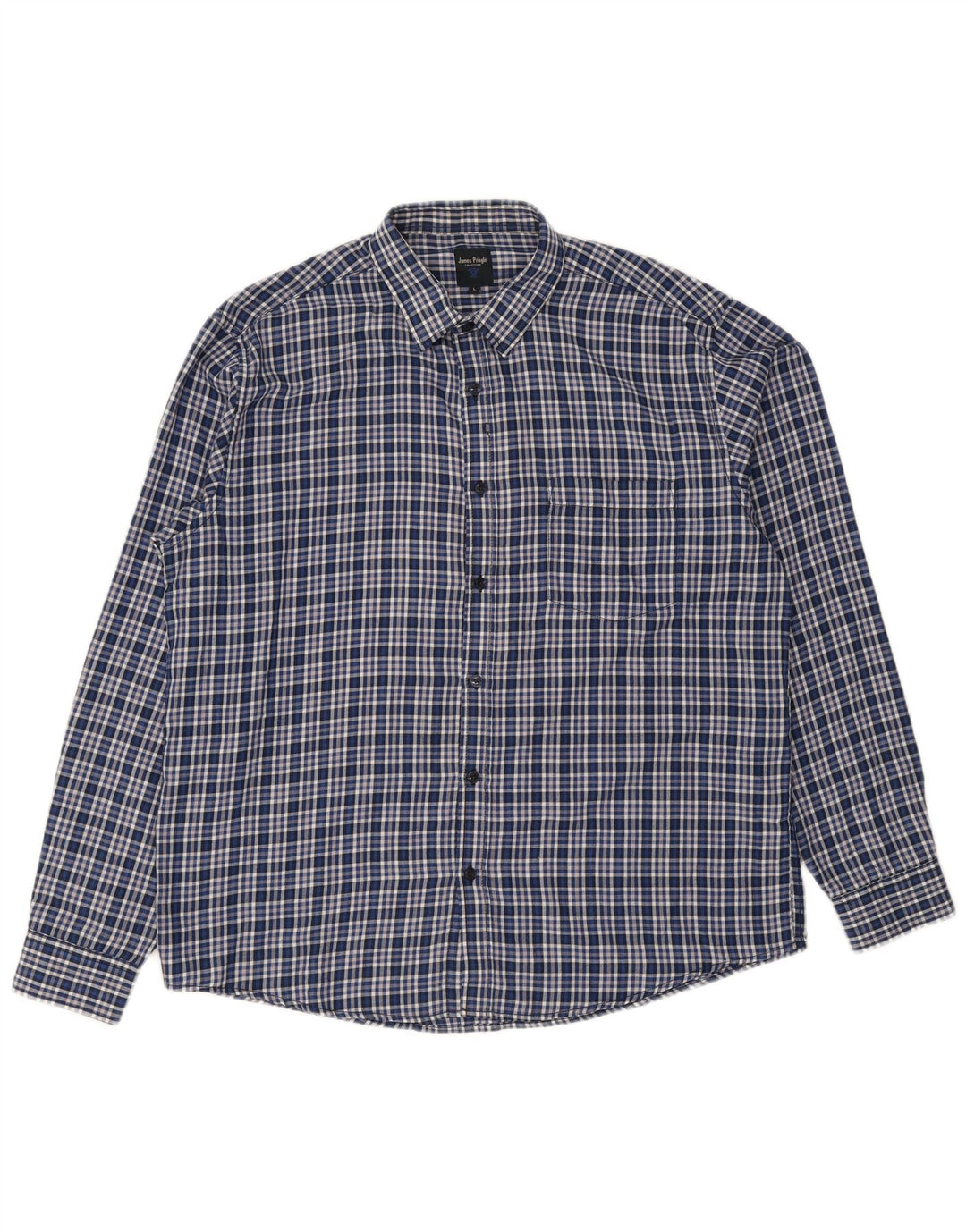 James Pringle herre flannel skjorte stor blå ternet polyester