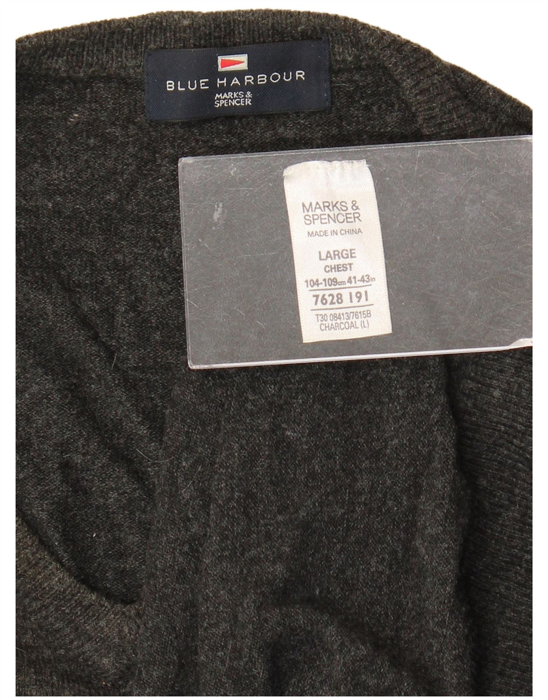 Marks & Spencer Herre Blue Harbor V-hals sweater Stor grå akryl