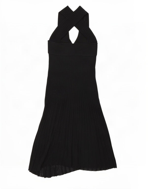 Zara Womens Asymmetrisk Halter Dress UK 12 Medium Black Viscose