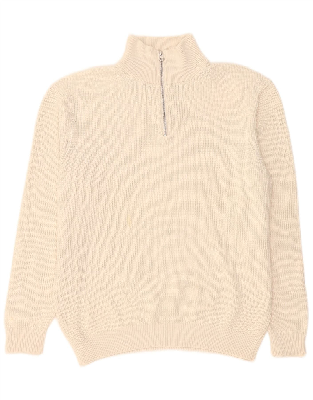 Zara Herre Zip Neck Jumper Sweater XL Hvid
