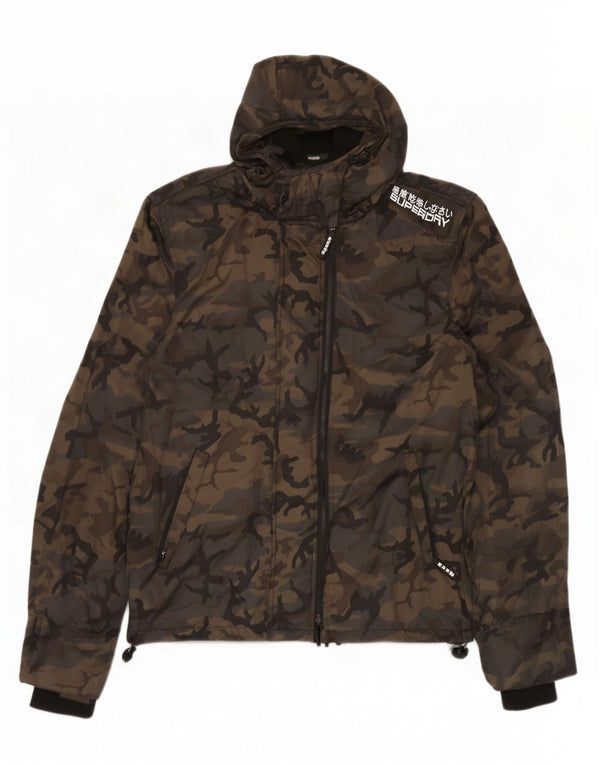 Superdry Regnjakke med hætte til mænd UK 42 XL Flerfarvet Camouflage Nylon