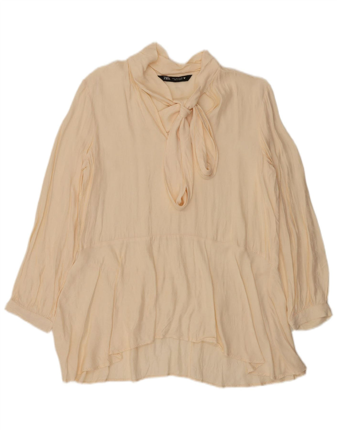 Zara Womens Front Tie Oversized bluse Top UK 10 Small Off White