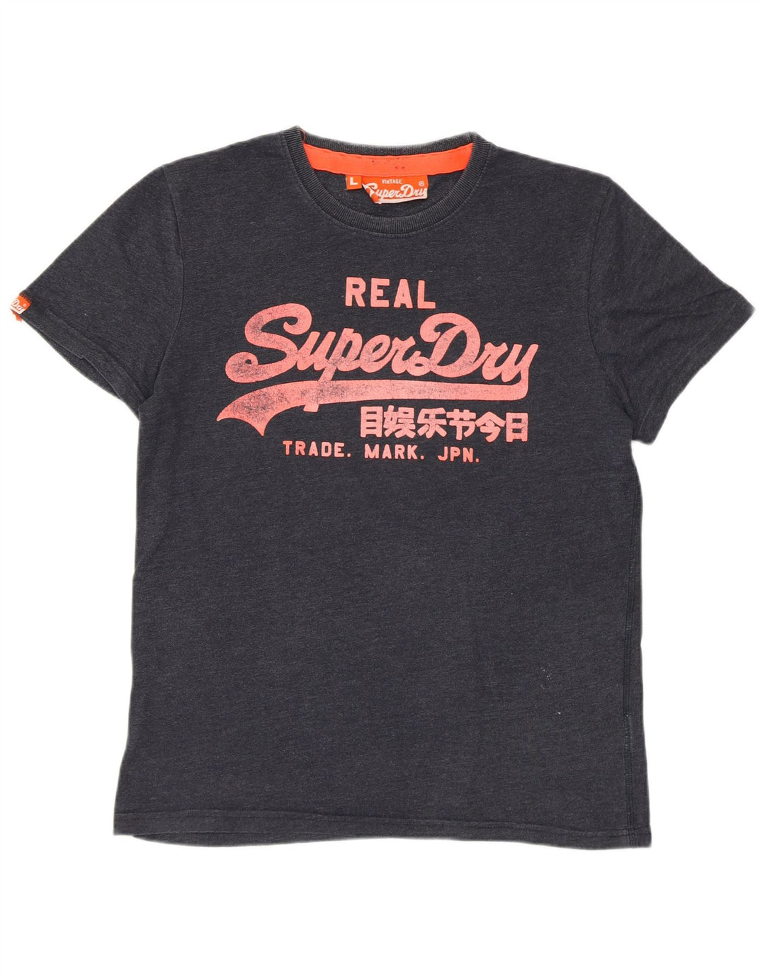 SUPERDRY Herre grafisk T-shirt Top Stor marineblå bomuld