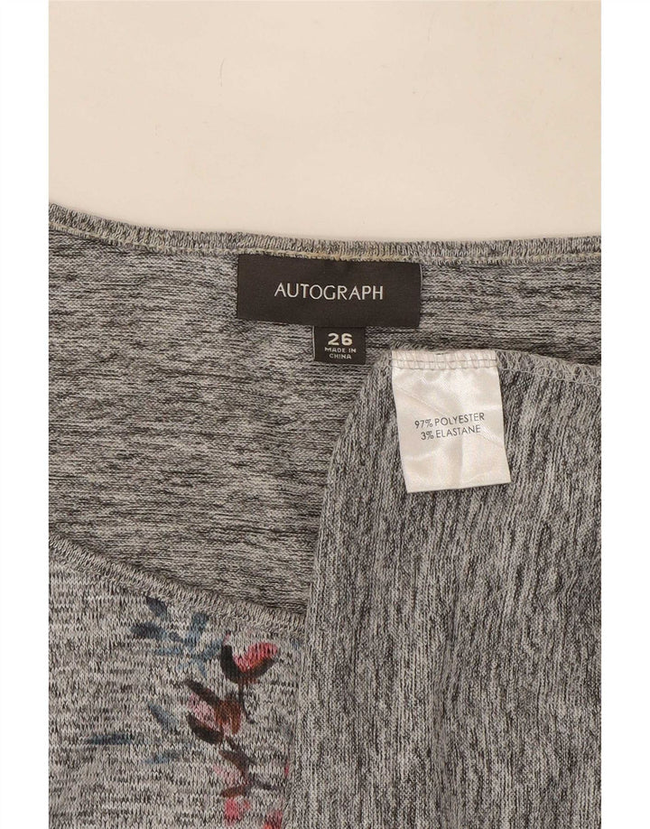 Marks & Spencer Womens Autograph Graphic Top 3/4 ærme UK 26 5XL Grå