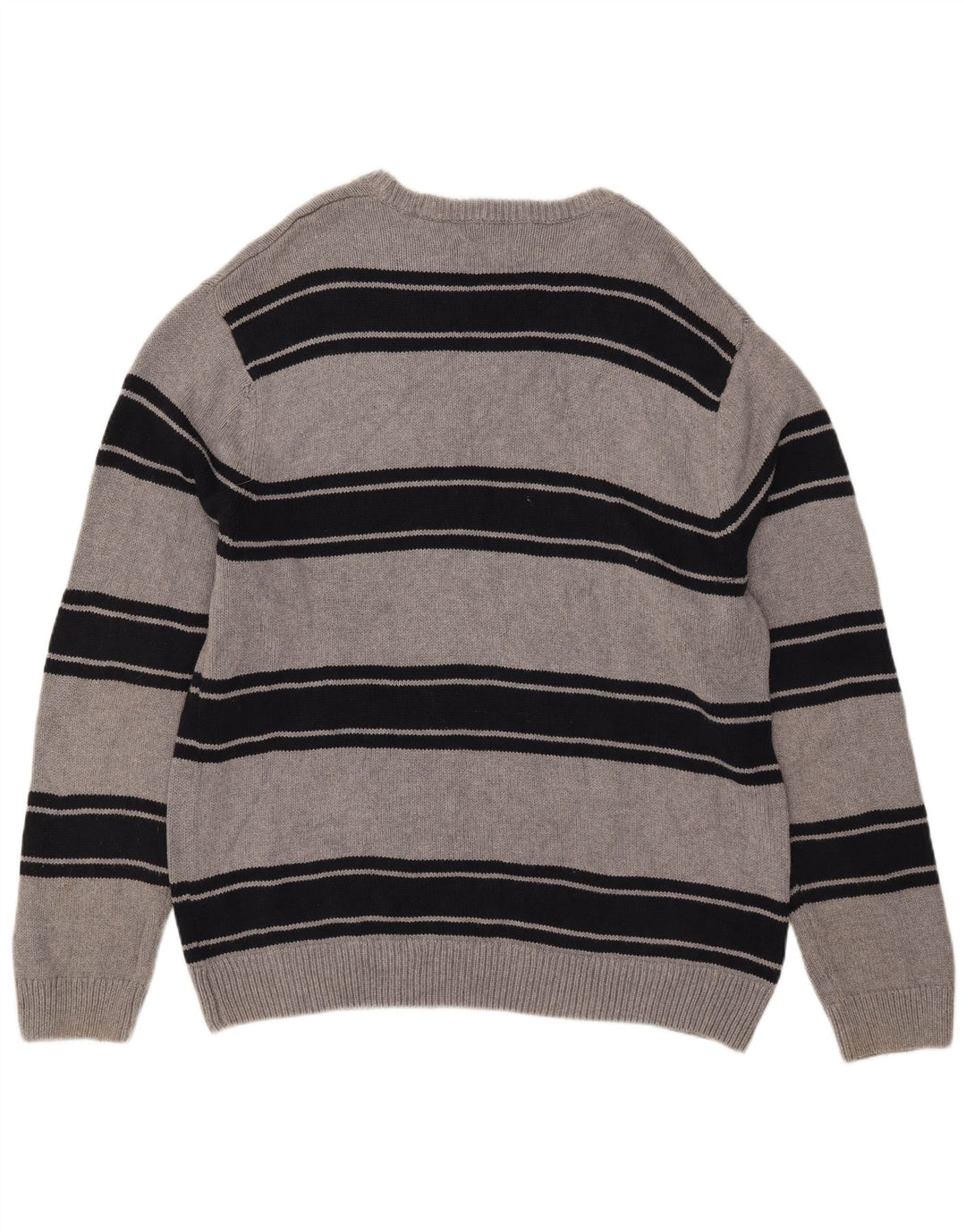Chaps Herre rund hals sweater XL grå stribet bomuld
