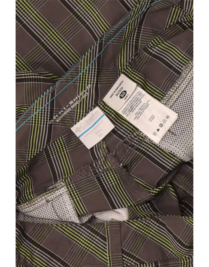 Columbia Herre Omni-Shield Cargo Shorts W34 store grå ternet nylon