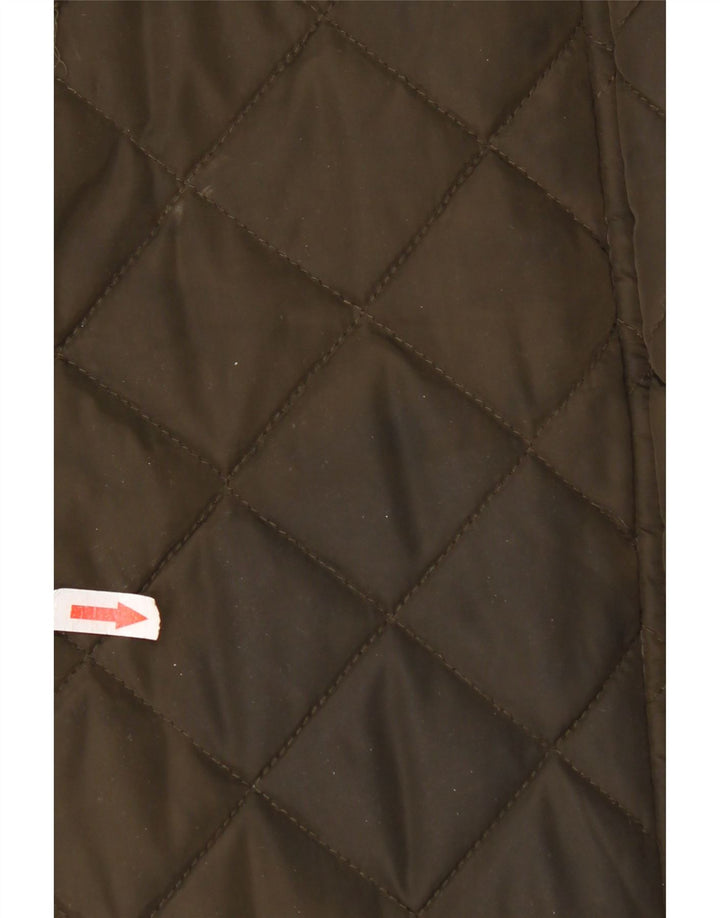 Dkny Dame Hætte Quiltet Overfrakke UK 16 Stor Khaki Polyester