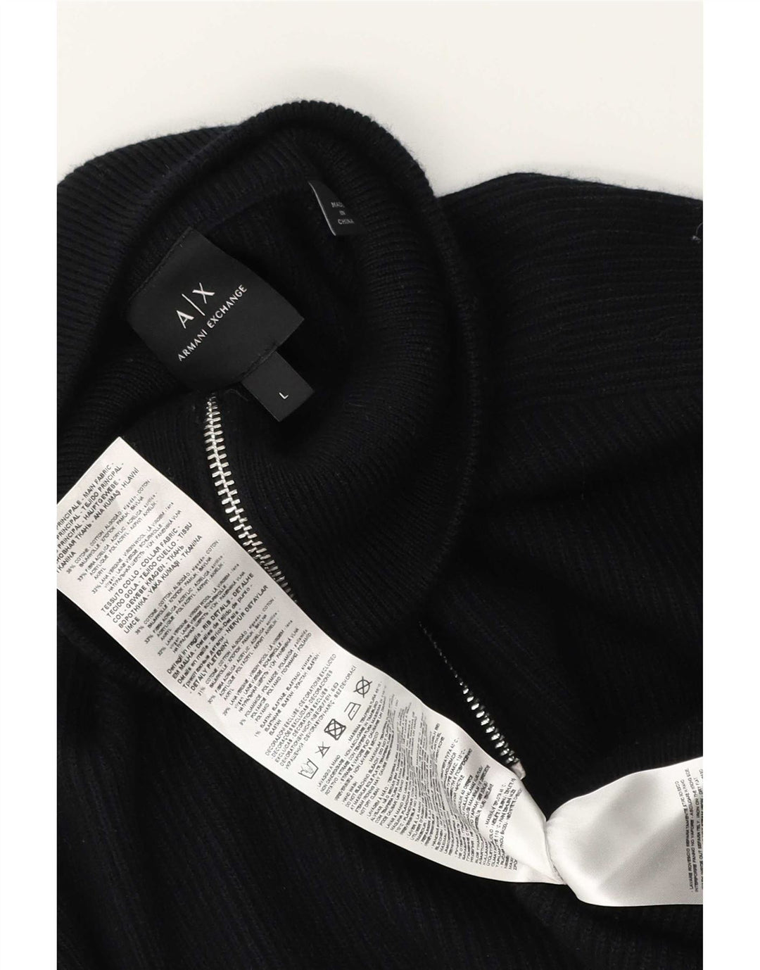Armani Exchange Herre Zip Neck Jumper Sweater Stor Sort Bomuld
